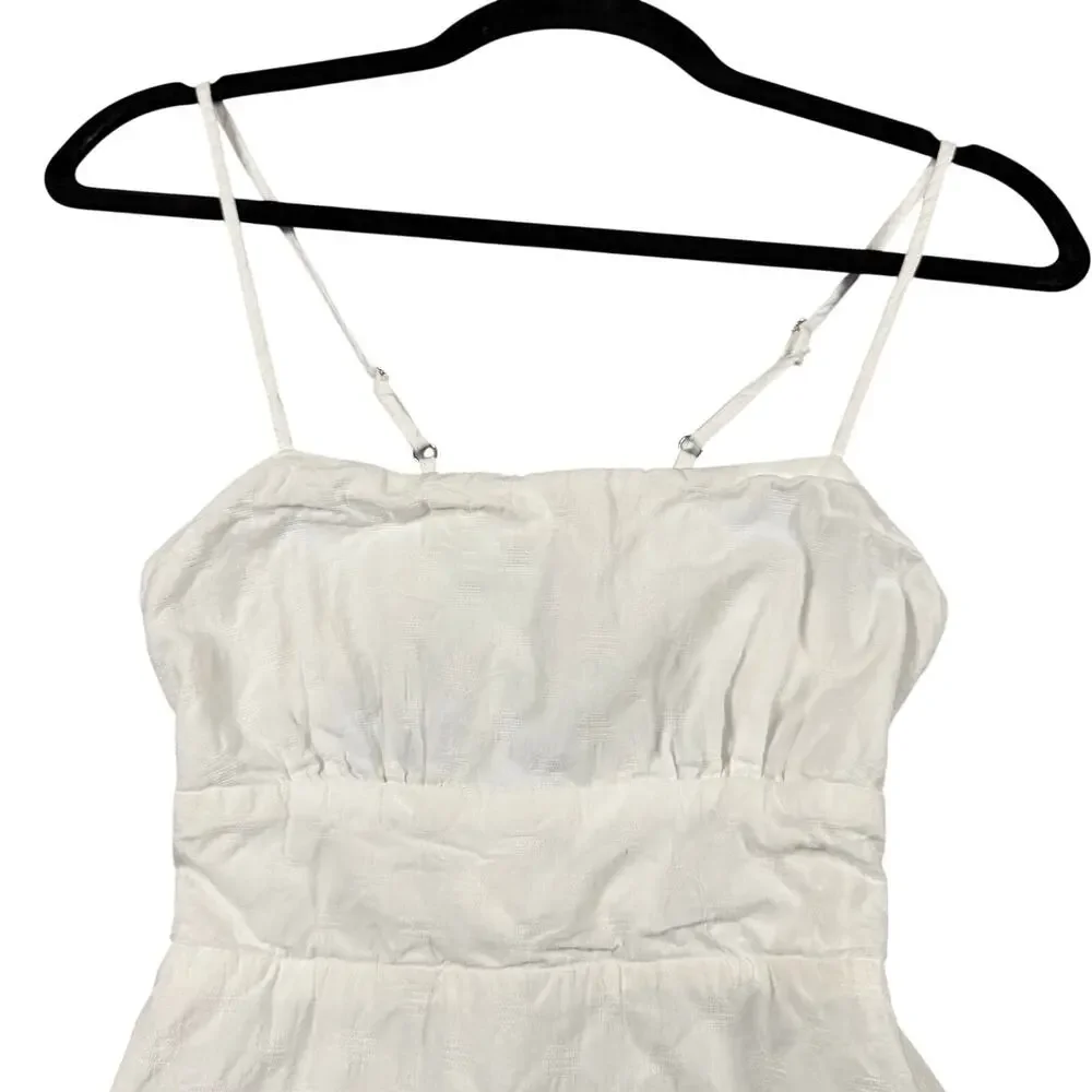 Lulus Days of Dreaming White Cotton Tie Back Mini Dress Bridal Sundress - XS